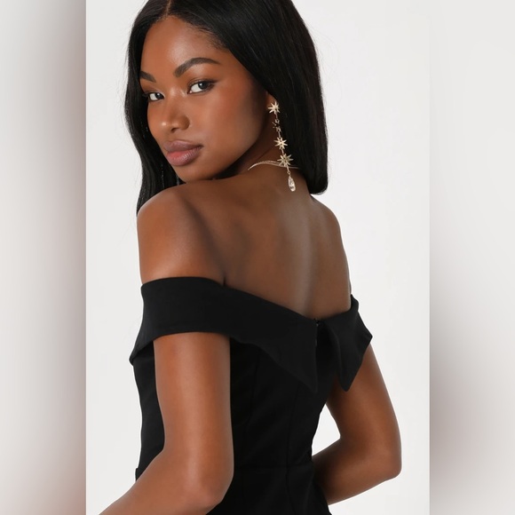 Lulus Classic Glam Black Off-the-Shoulder Bodycon Dress - Picture 3 of 5